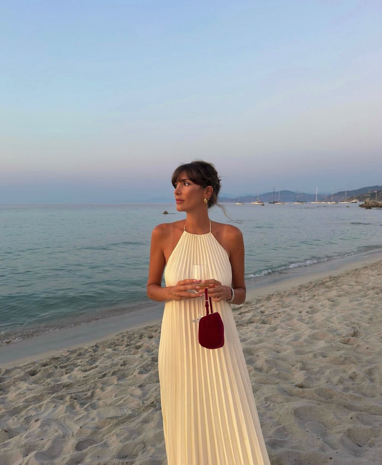 Robe d'été longue plissée dos nu, robe de bal, robe d'invitée de mariage J8003