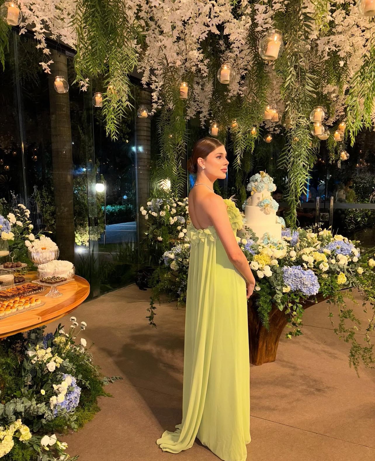 Robe de soirée bustier en mousseline de soie, coupe trapèze, pour invité de mariage, J7070