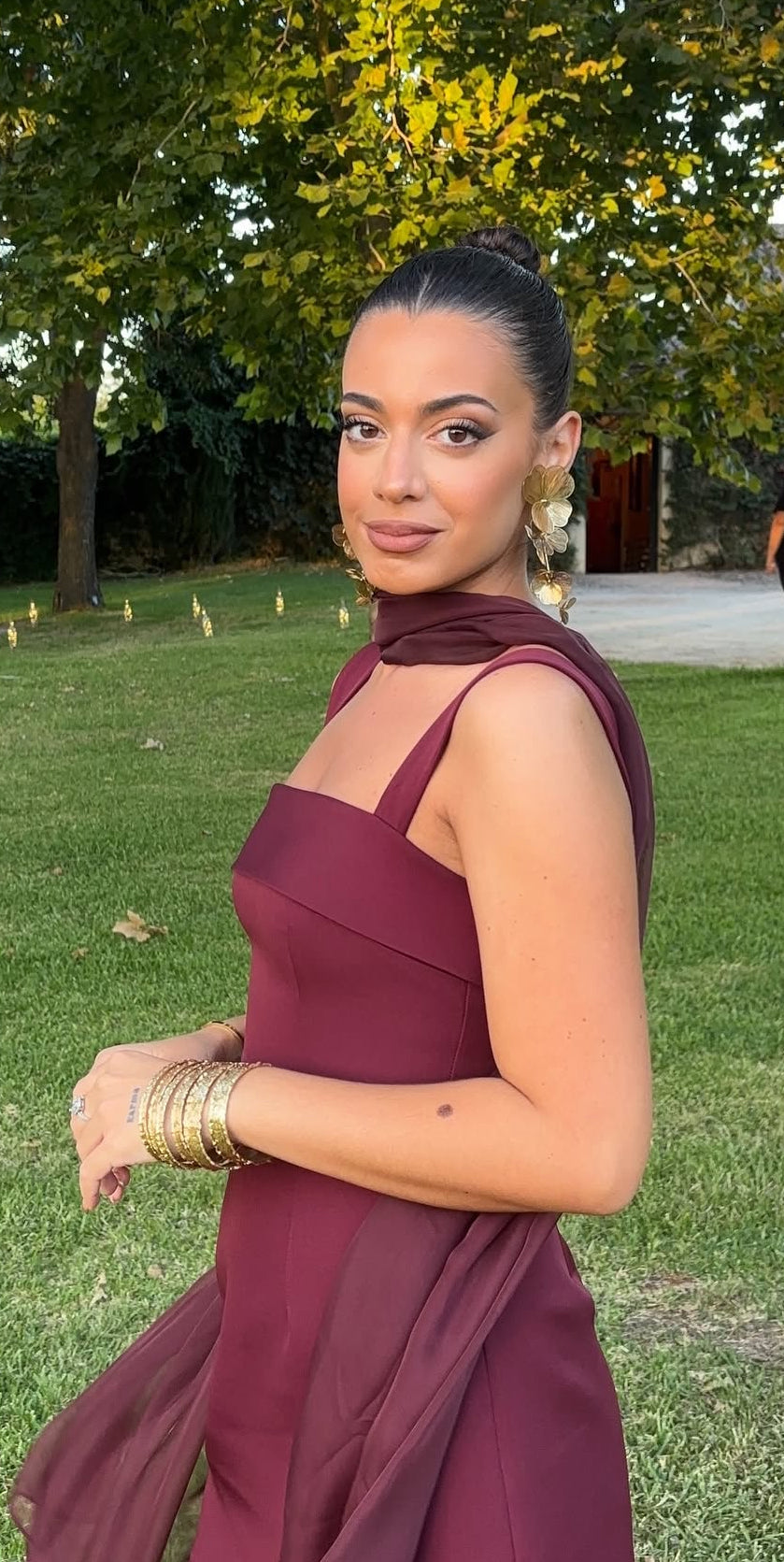 Burgunderrotes, langes Etuikleid für den Abschlussball, formelles Hochzeitsgastkleid J7827