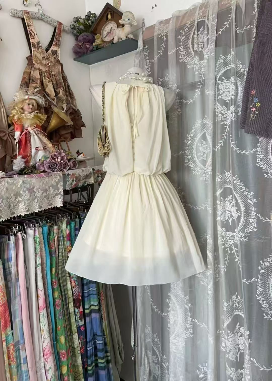 Trägerloses silbernes Vintage-Abendkleid, A-Linie, Geburtstagskleid J9370