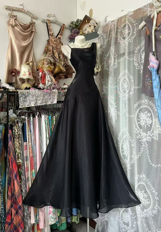 Trägerloses silbernes Vintage-Abendkleid, A-Linie, Geburtstagskleid J9370