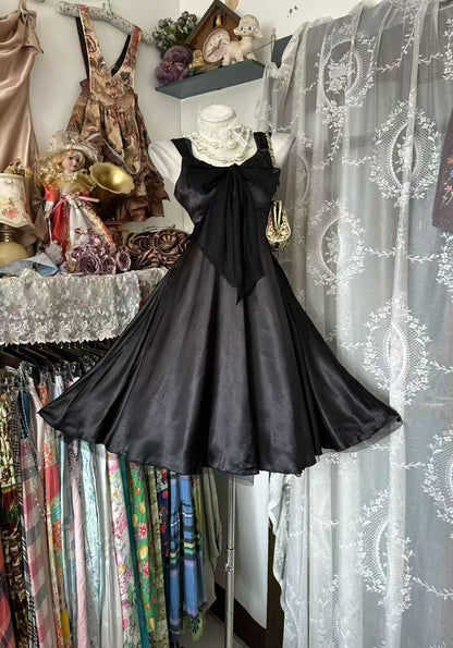 Trägerloses silbernes Vintage-Abendkleid, A-Linie, Geburtstagskleid J9370