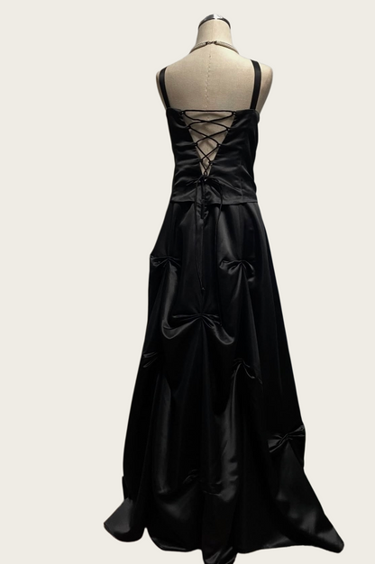 Robe de bal bustier violette en satin avec appliques, robe de soirée formelle J9413