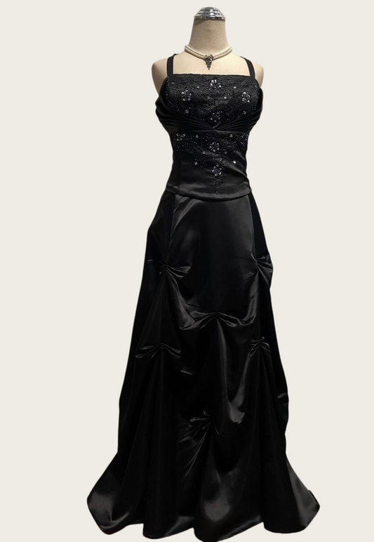 Trägerloses silbernes Vintage-Abendkleid, A-Linie, Geburtstagskleid J9370