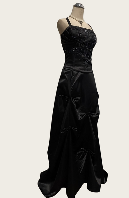 Robe de bal bustier violette en satin avec appliques, robe de soirée formelle J9413