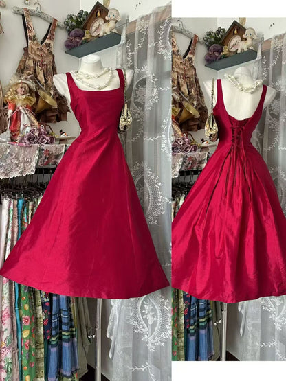 Trägerloses silbernes Vintage-Abendkleid, A-Linie, Geburtstagskleid J9370