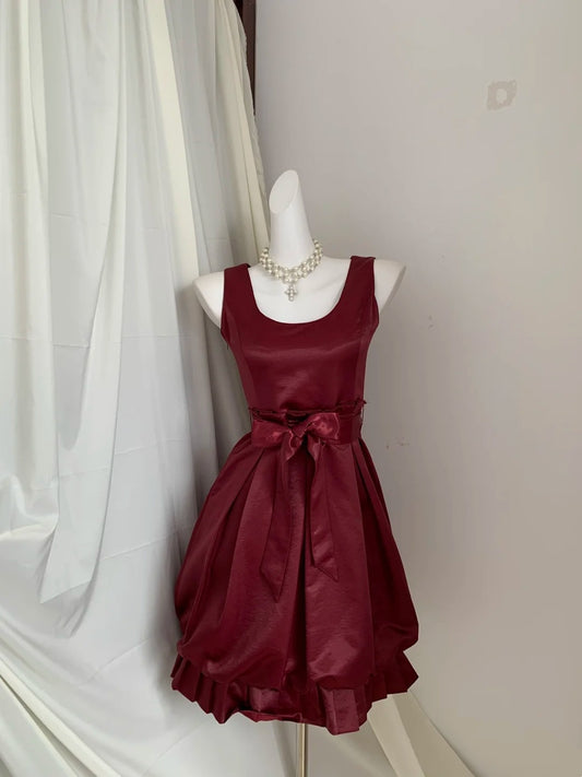 A Line Burgundy Homecoming Dress Short Party Dress  J10892