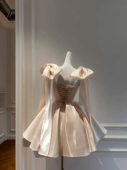 A Line Champagne Birthday Dress Sweet Graduation Dress  J10273