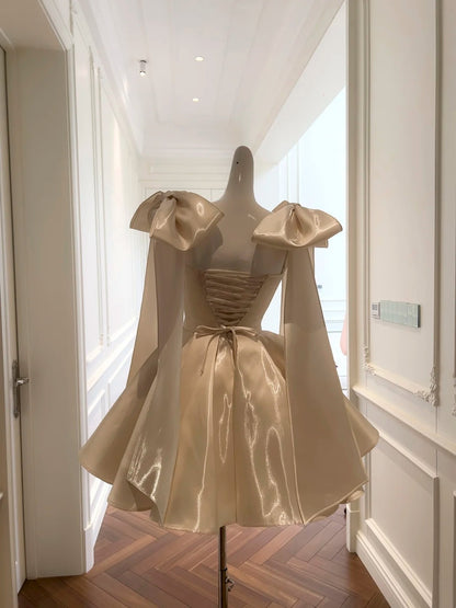 A Line Champagne Birthday Dress Sweet Graduation Dress  J10273