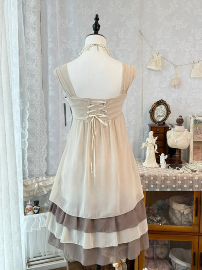 A Line Chiffon Retro Homecoming Dress Ruffled Short Dress  J10594