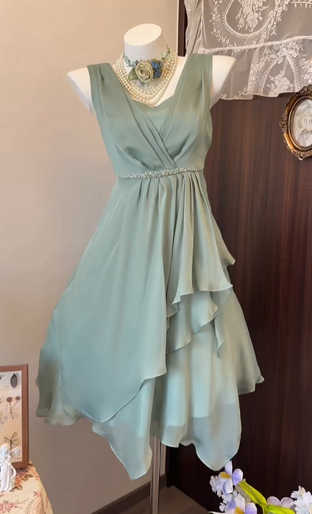 A Line Chiffon Ruffled Homecoming Dress Short Party Dress  J11038