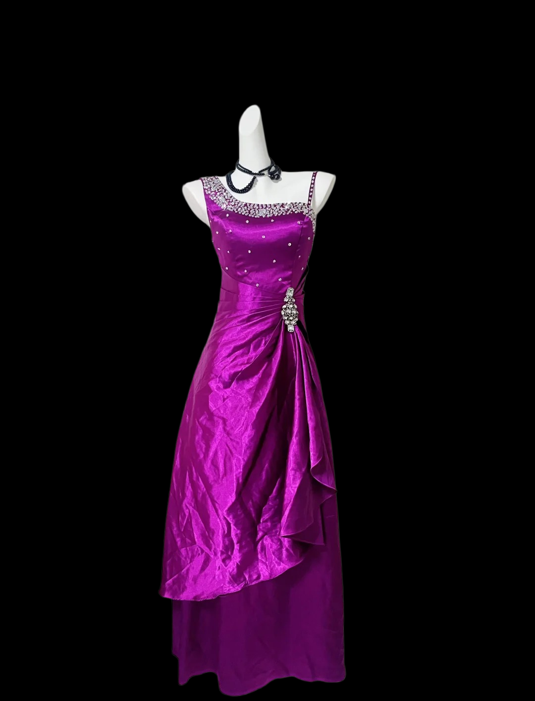 Trägerloses silbernes Vintage-Abendkleid, A-Linie, Geburtstagskleid J9370