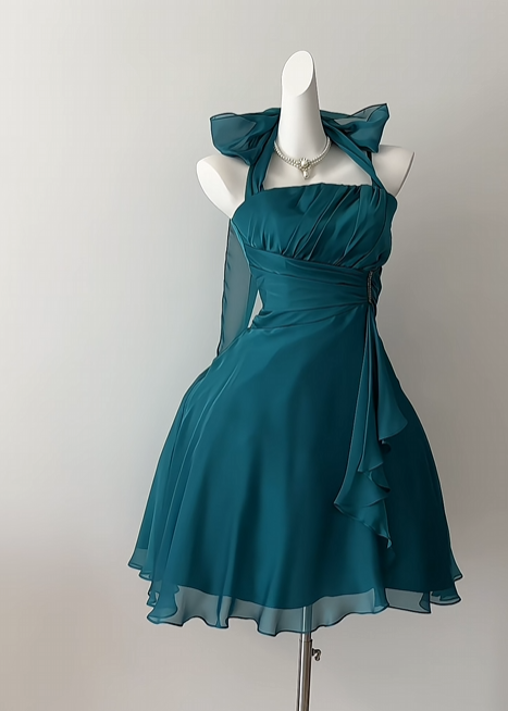 A Line Green Short Homecoming Dress Chiffon Party Dress  J10796