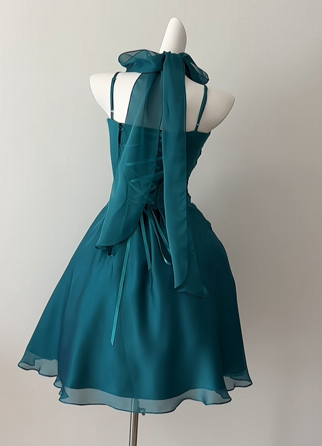 A Line Green Short Homecoming Dress Chiffon Party Dress  J10796