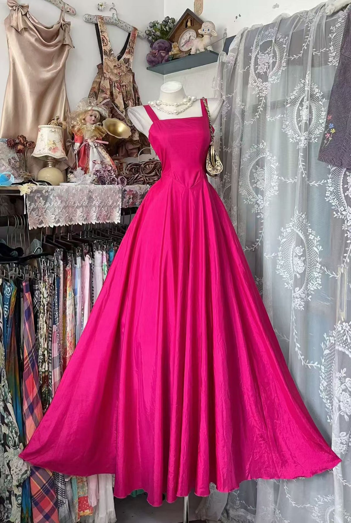Robe de bal bustier violette en satin avec appliques, robe de soirée formelle J9413