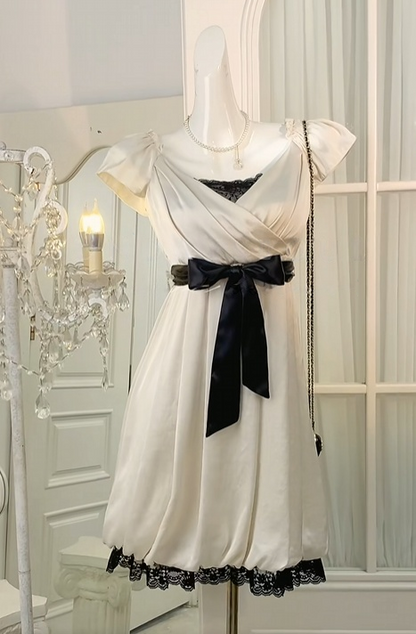 Trägerloses silbernes Vintage-Abendkleid, A-Linie, Geburtstagskleid J9370