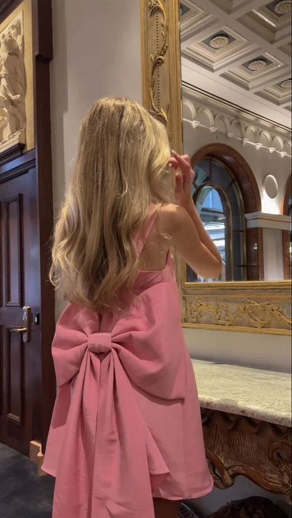 A Line Pink Birthday Dress With Bow Knot Short Homecoming Dress  J11511