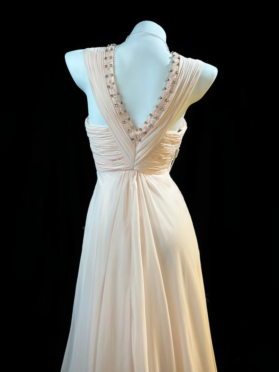 A Line Pink Chiffon Prom Dress Beaded Formal Evening Gown J10057