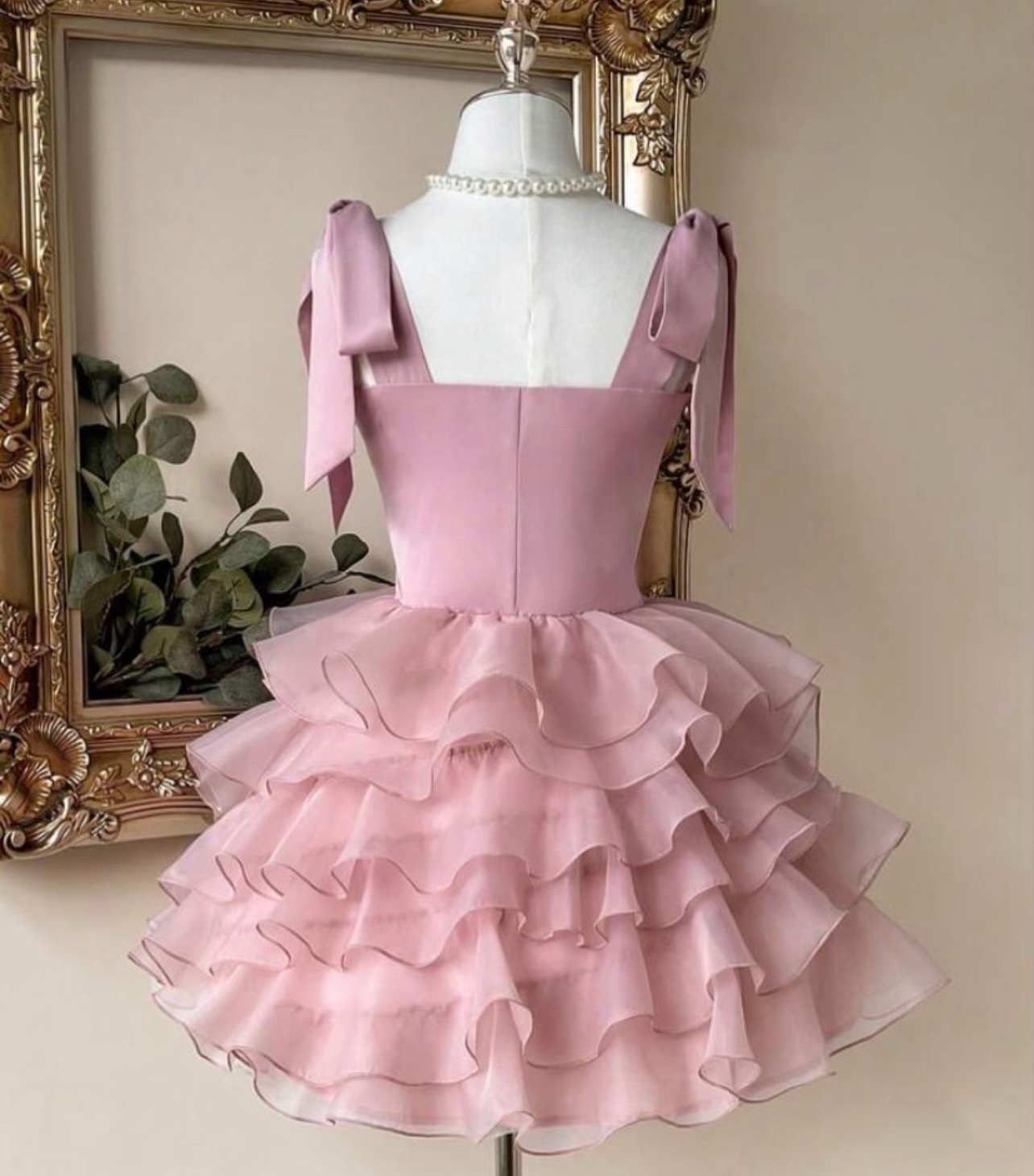 A Line Pink Homecoming Dress Layered Birthday Dress J11368