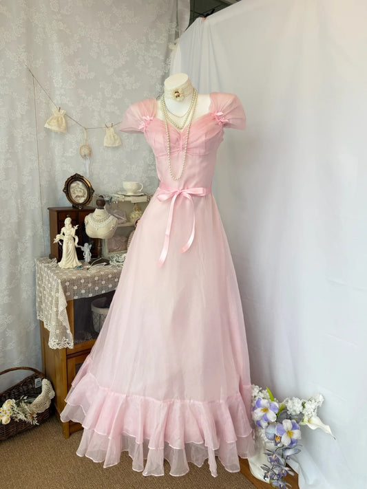 A Line Pink Retro Prom Dress Sweet Birthday Dress J10736
