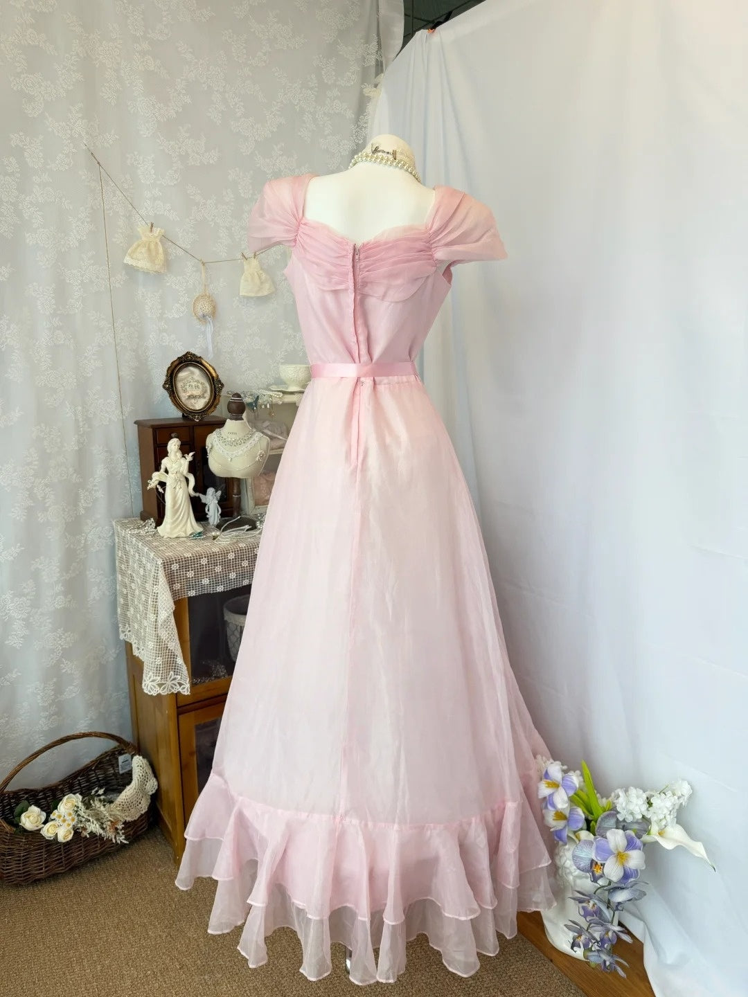 A Line Pink Retro Prom Dress Sweet Birthday Dress J10736
