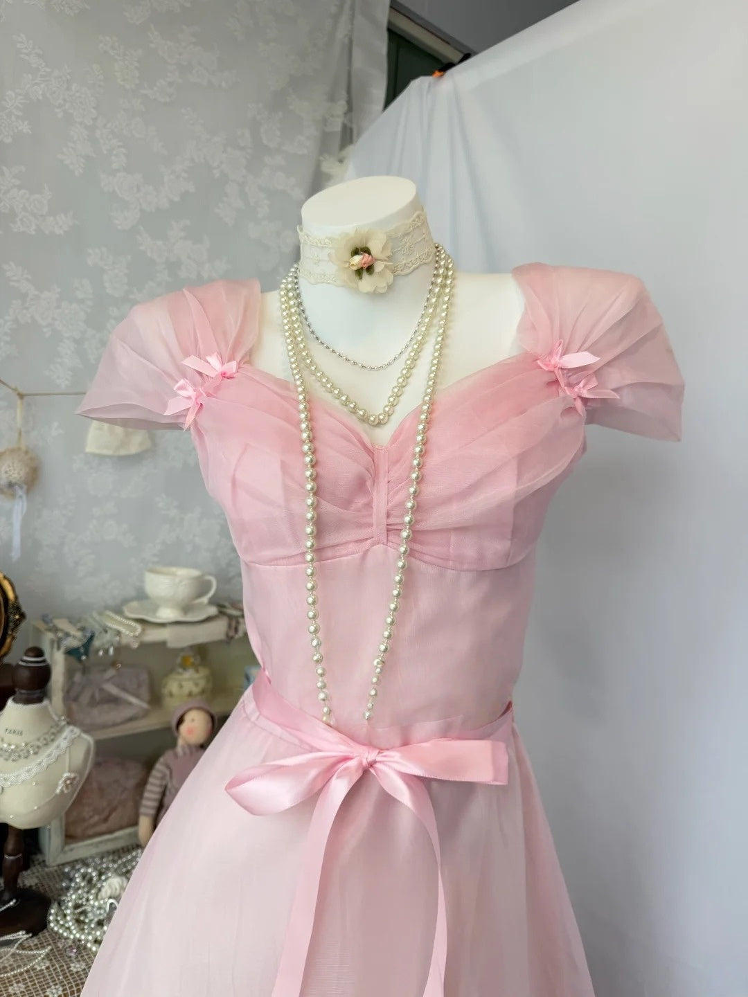 A Line Pink Retro Prom Dress Sweet Birthday Dress J10736