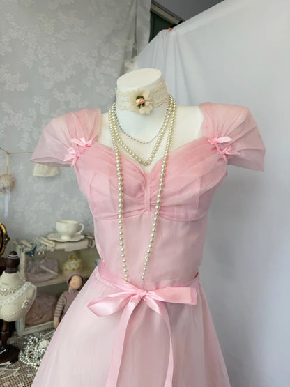 A Line Pink Retro Prom Dress Sweet Birthday Dress J10736