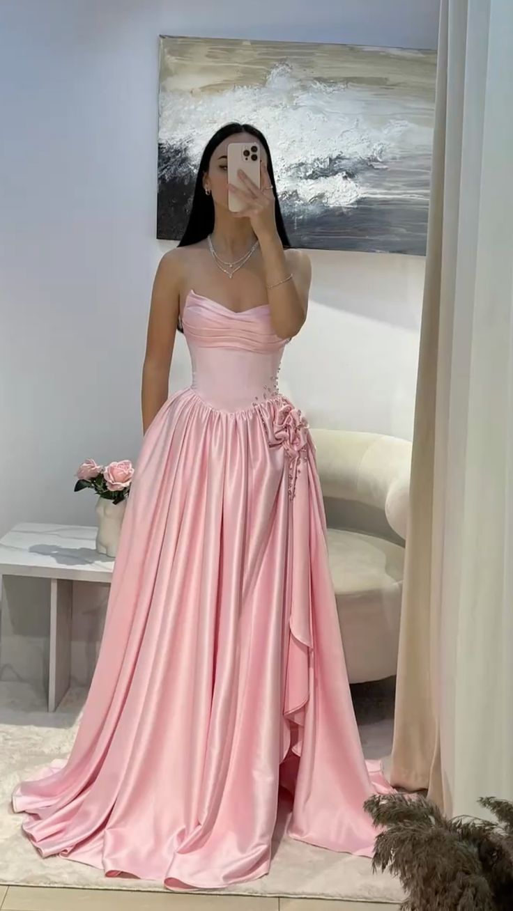 Trägerloses silbernes Vintage-Abendkleid, A-Linie, Geburtstagskleid J9370