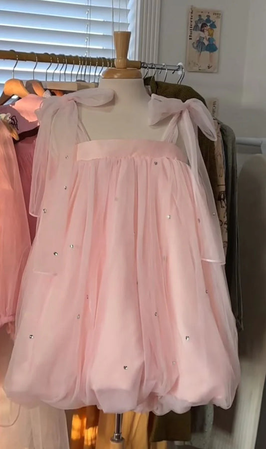 A Line Pink Short Homecoming Dress Tulle Birthday Dress  J11028