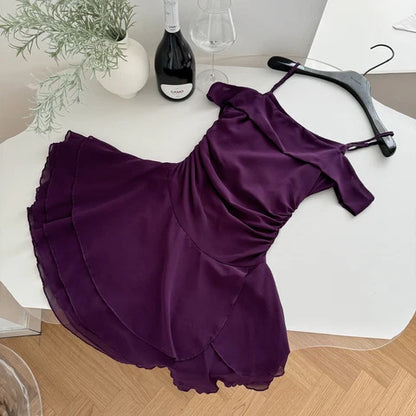 A Line Purple Chiffon Homecoming Dress Short Party Dress   J11381