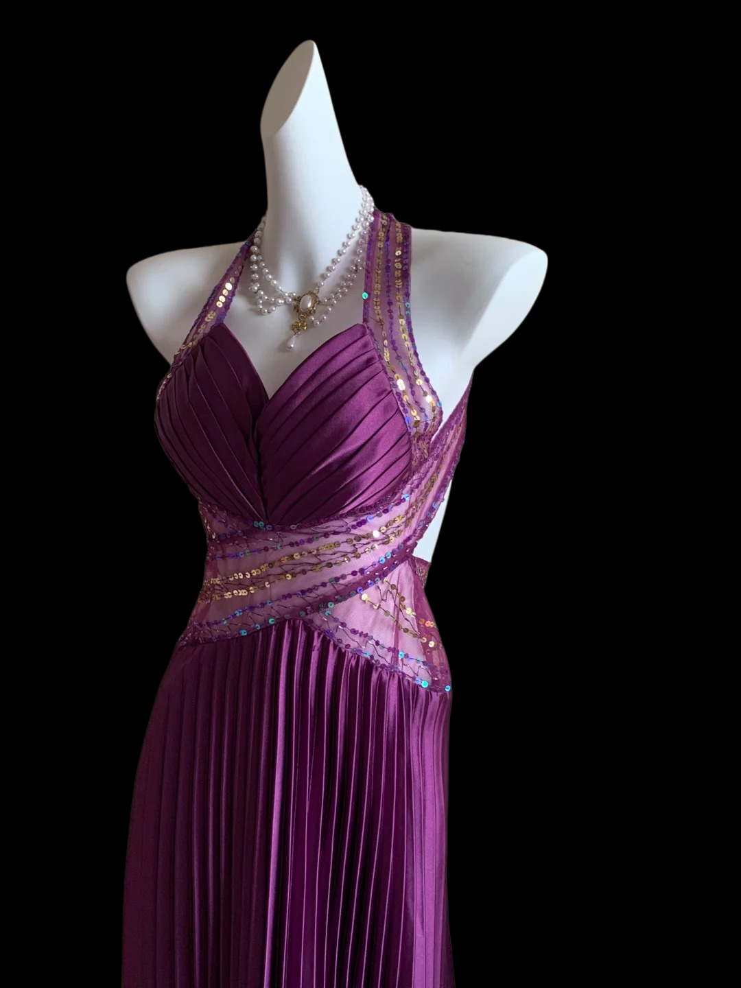 Trägerloses silbernes Vintage-Abendkleid, A-Linie, Geburtstagskleid J9370