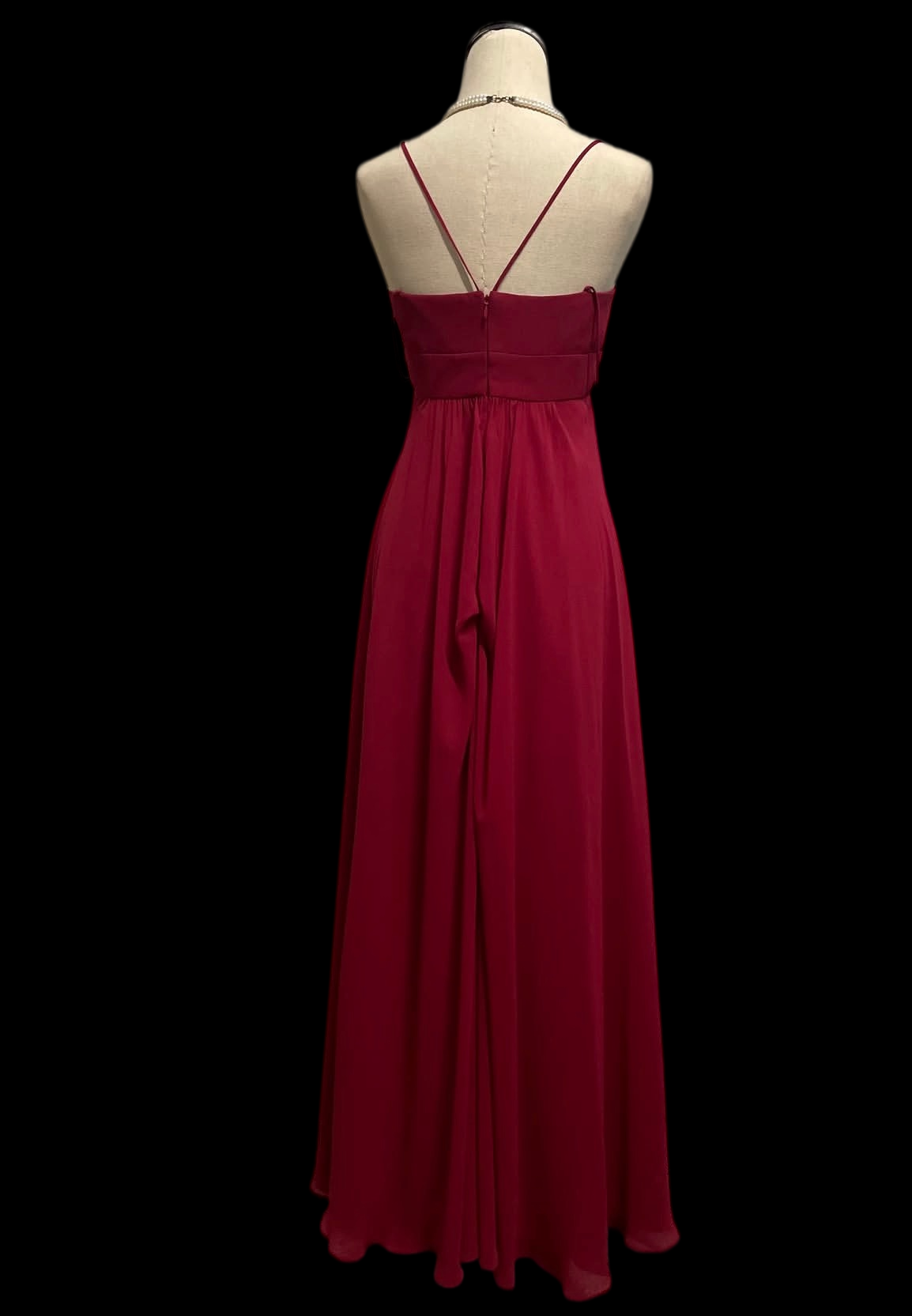 A Line Red Chiffon Retro Prom Dress Formal Evening Gown  J12065