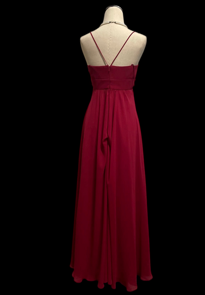 A Line Red Chiffon Retro Prom Dress Formal Evening Gown  J12065