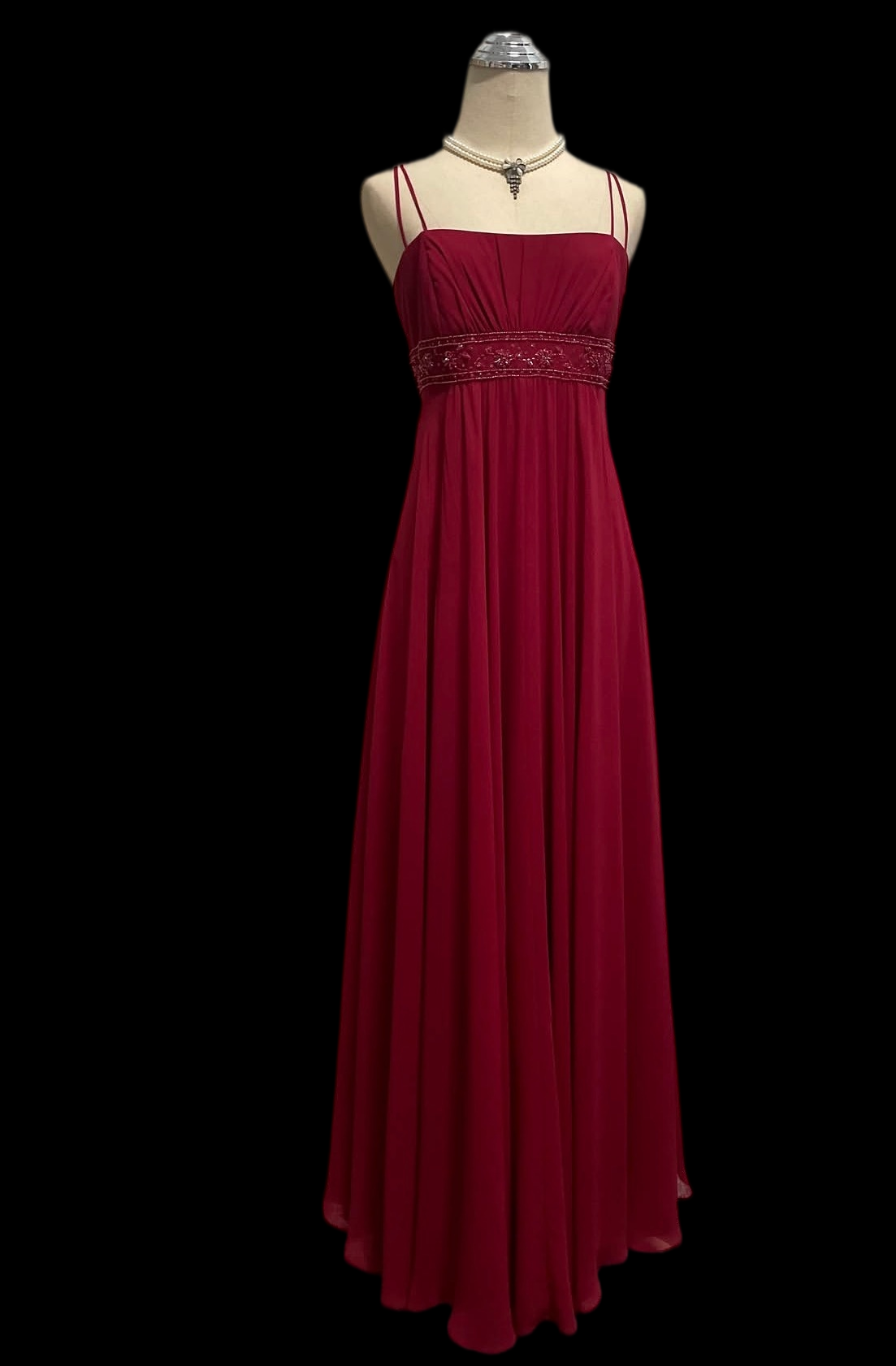 A Line Red Chiffon Retro Prom Dress Formal Evening Gown  J12065