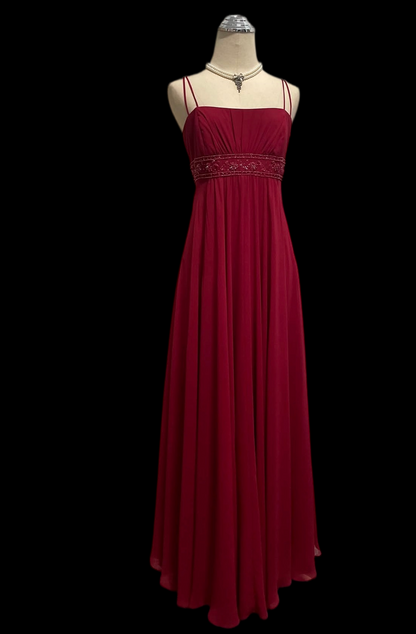 A Line Red Chiffon Retro Prom Dress Formal Evening Gown  J12065