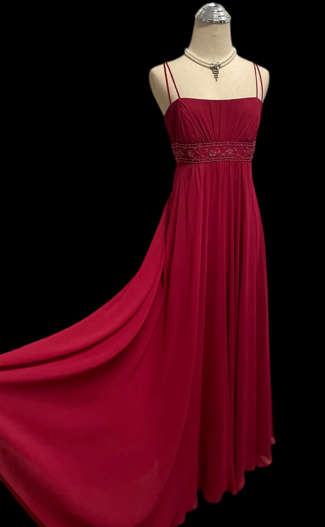 A Line Red Chiffon Retro Prom Dress Formal Evening Gown  J12065