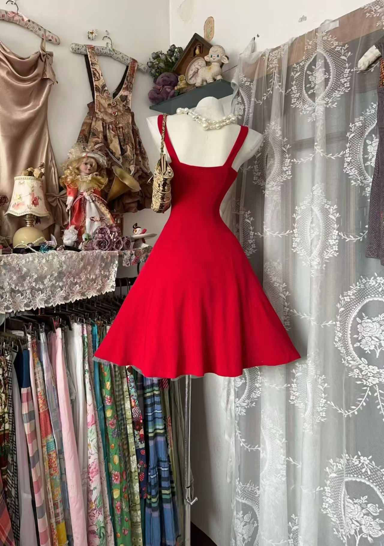 A Line Red Retro Homecoming Dress Short Party Dress J10857