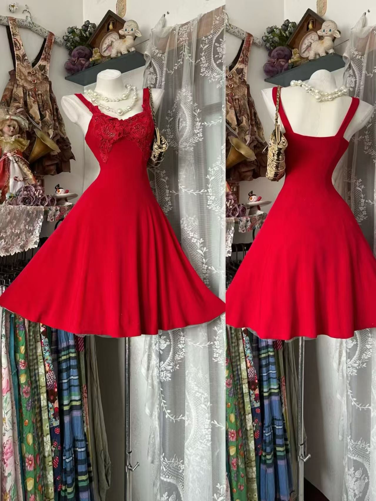 A Line Red Retro Homecoming Dress Short Party Dress J10857