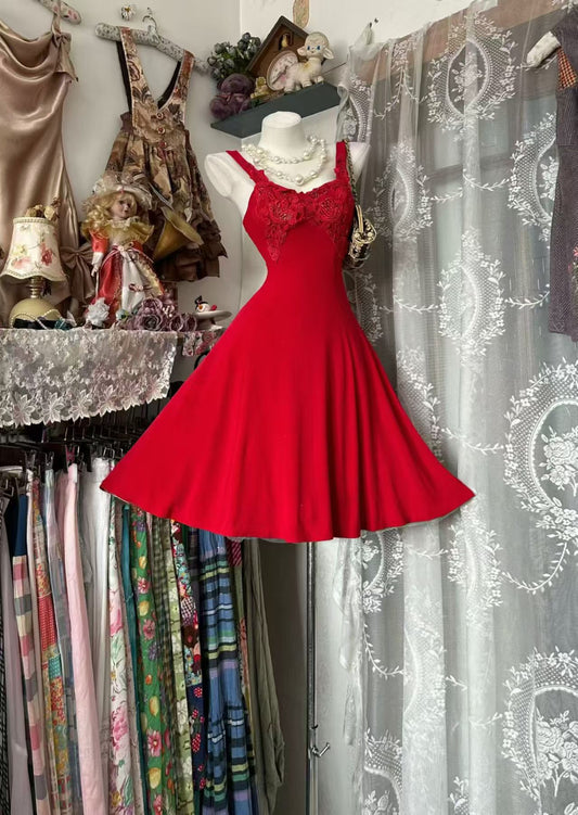 A Line Red Retro Homecoming Dress Short Party Dress J10857