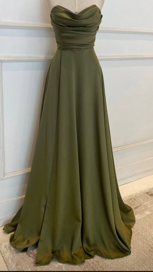 A Line Satin Formal Prom Dress Elegant Evening Dress  J9989