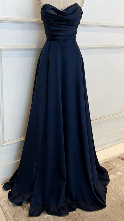 A Line Satin Formal Prom Dress Elegant Evening Dress  J9989