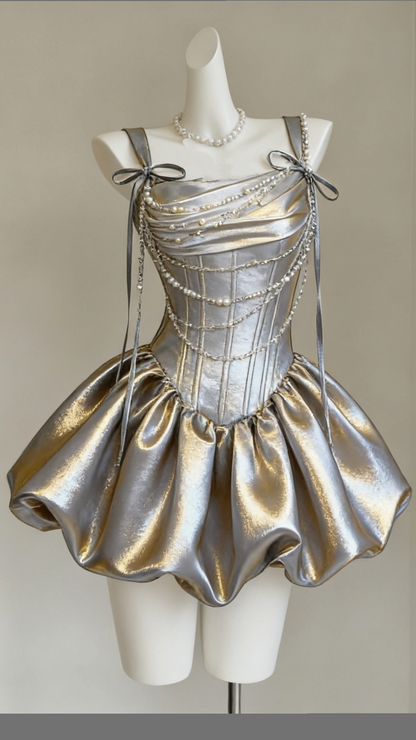 A Line Silver Golden Homecoming Dress Short Birthday Dress  J10581