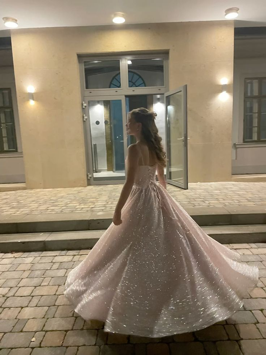 Trägerloses silbernes Vintage-Abendkleid, A-Linie, Geburtstagskleid J9370