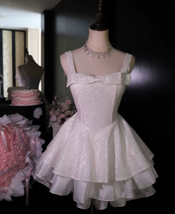 A Line Sparkle  Short Birthday Dress A Line Cute Party Dress  J11744