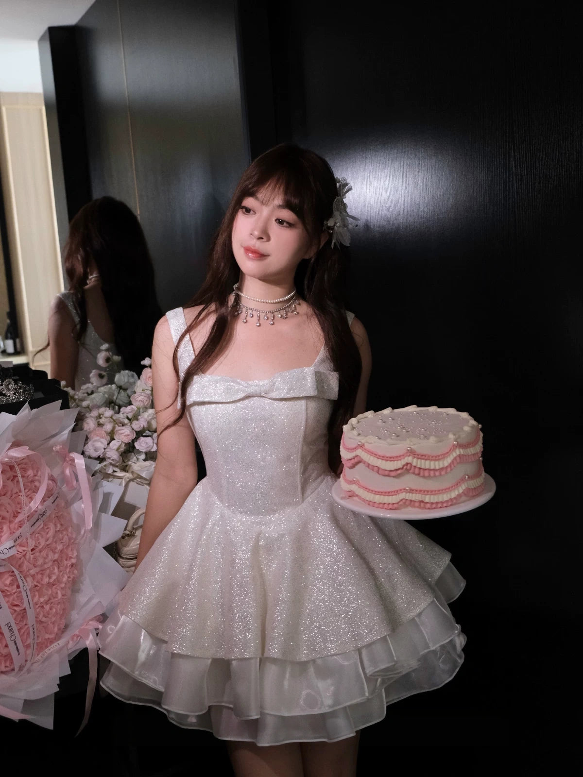 A Line Sparkle  Short Birthday Dress A Line Cute Party Dress  J11744