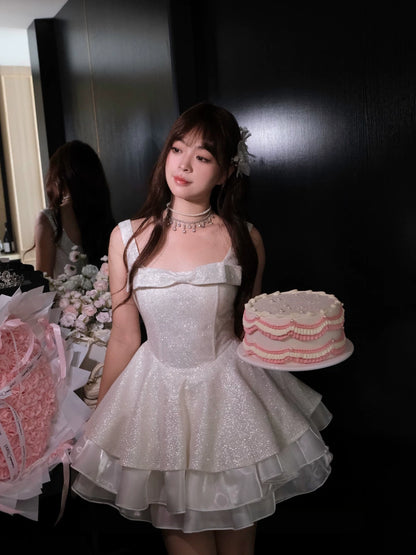 A Line Sparkle  Short Birthday Dress A Line Cute Party Dress  J11744