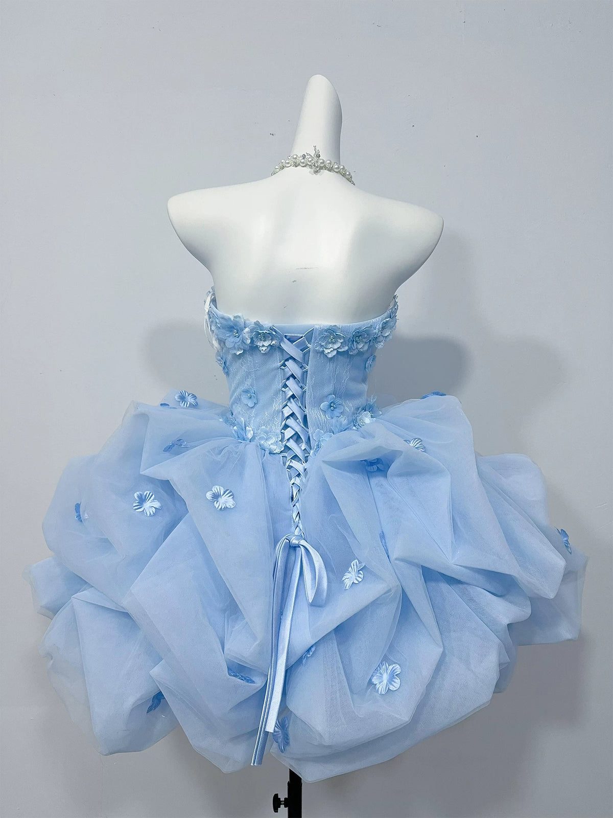 Robe de bal bustier violette en satin avec appliques, robe de soirée formelle J9413