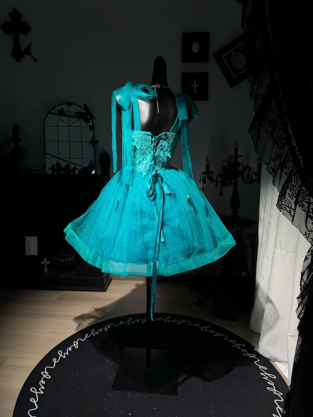 Robe de bal bustier violette en satin avec appliques, robe de soirée formelle J9413