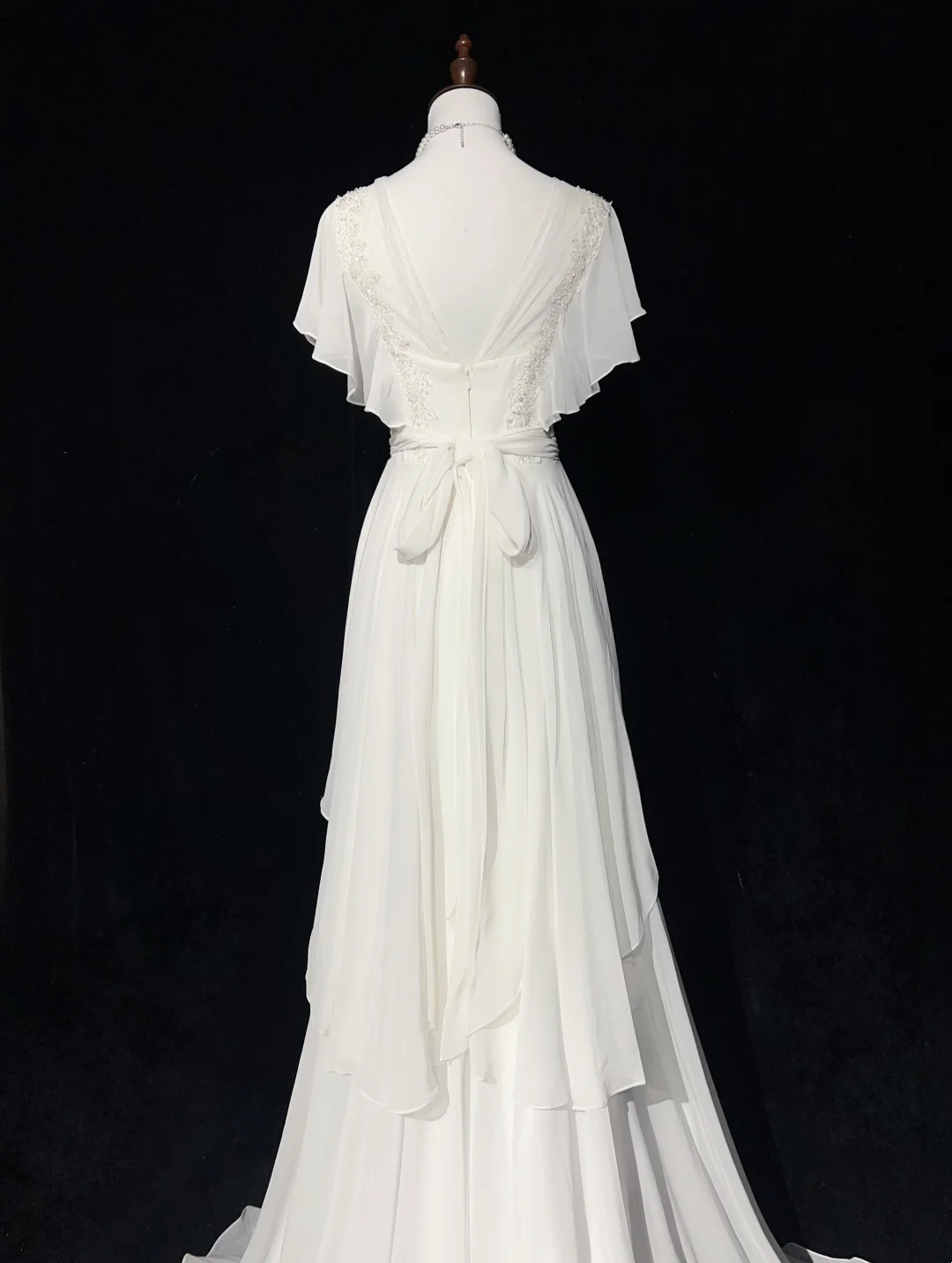 A Line White Chiffon Modest Wedding Dress For Bridal J9751 JulyProm A Line White Chiffon Modest Wedding Dress For Bridal J9751 JulyProm