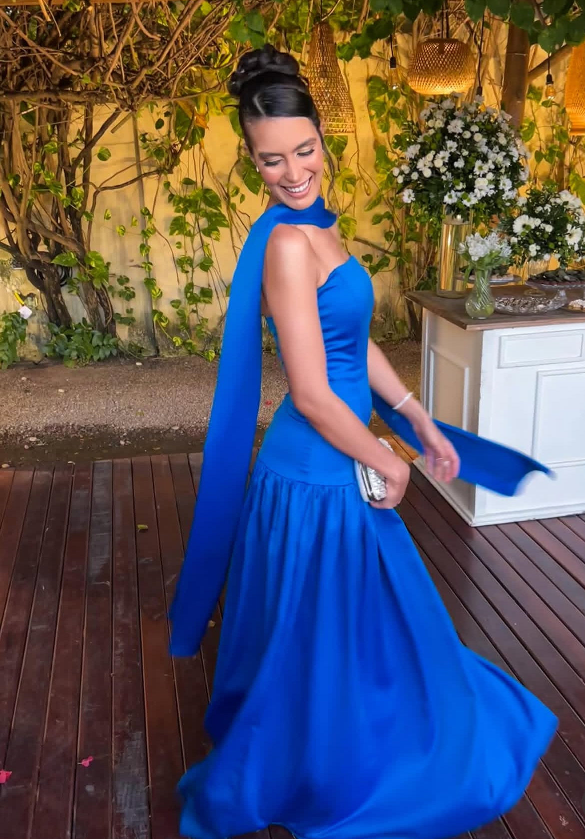 Strapless Mermaid Blue Prom Dress Wedding Guest Dress J7771